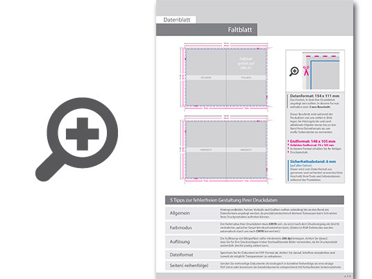 Product Bild faltblatt__gefalzt_auf_din_a7__4-seiter__beidseitig_bedruckt_(4_4_farbig_+_2_sonderfarben_hks)