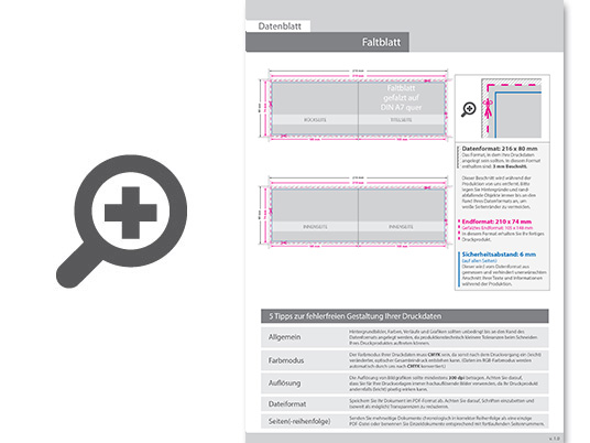 Product Bild faltblatt__gefalzt_auf_din_a7_quer__4-seiter__beidseitig_bedruckt_(4_4_farbig_+_1_sonderfarbe_hks)